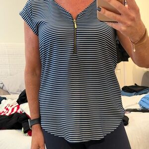 Express Navy Striped Women's Top with Zipper